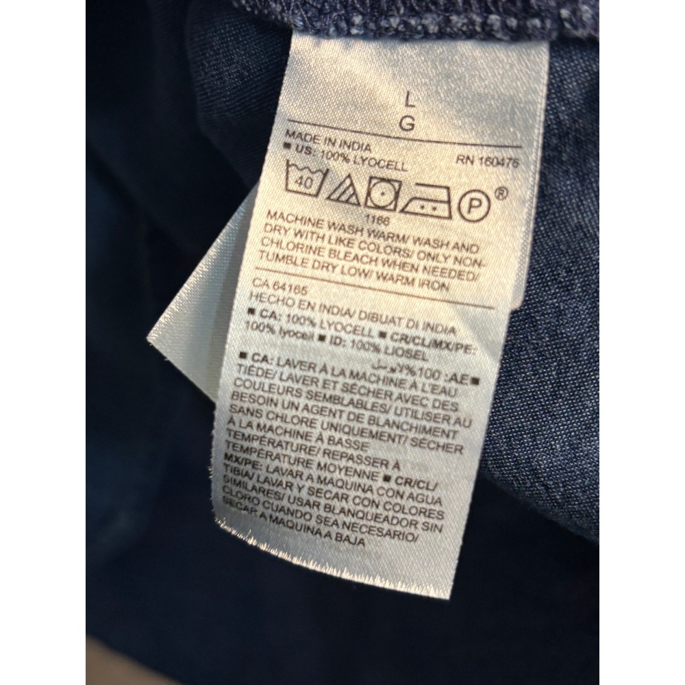 Old Navy Lyocell Peasant Blouse Large Blue Boho Coastal Chambray Top - Picture 5 of 9